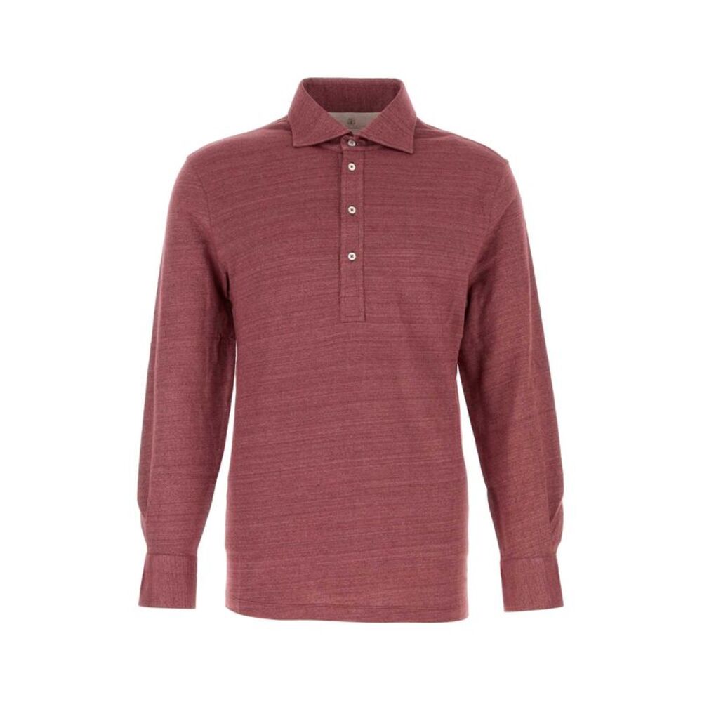 Brunello Cucinelli Men Plum Linen Polo Shirt
